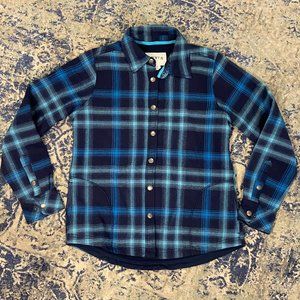 Orvis Blue Flannel Fleece Snap Up Jacket, Size S